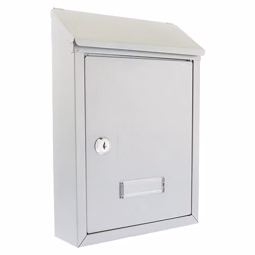 Burg-Wächter MB09S Avon Rear Entry Wall Mounted Galvanised Steel Lockable Weatherproof Post Box, Silver, W: 21 cm, D: 30 cm, H: 7 cm