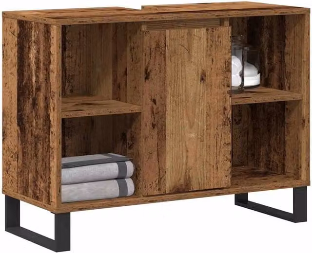 Berkfield Home Rustic Bathroom Vanity Unit in Brown