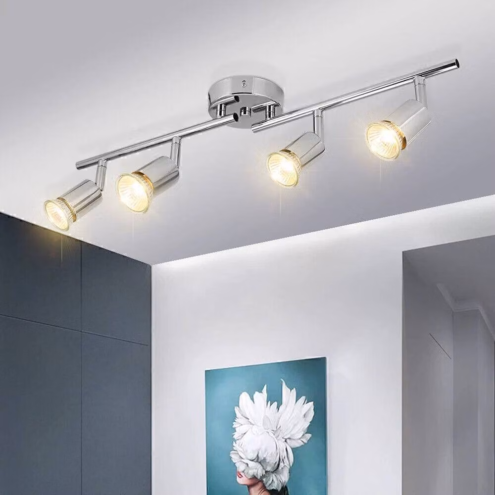 NESTLUNE 4 Way Adjustable Ceiling Spotlight in Silver for Kitchen or Bar – 3