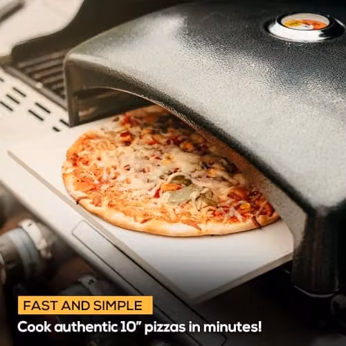 Haven Portable Mini Outdoor BBQ Pizza Oven with Ceramic Stone and Built-in Thermometer in Black and Silver, W/D/H: 40 x 35 x 16 cm – 10