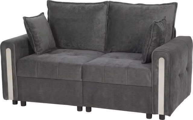 HOMCOM 2 Seater Velvet Sofa with Lift-Up Storage, Dark Grey Loveseat with 2 Pillows for Living Room or Home Office, W: 168 cm, H: 88 cm, D: 50 cm – 1