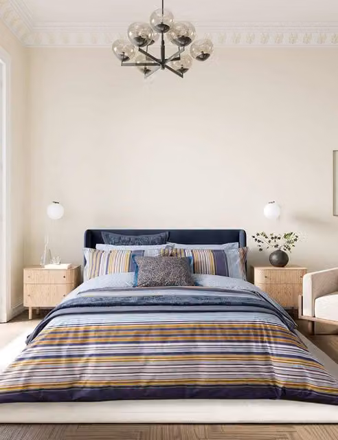 Bedeck of Belfast Aldin Striped Pure Cotton Bedding Set, Multicolour, 180 x 200 cm