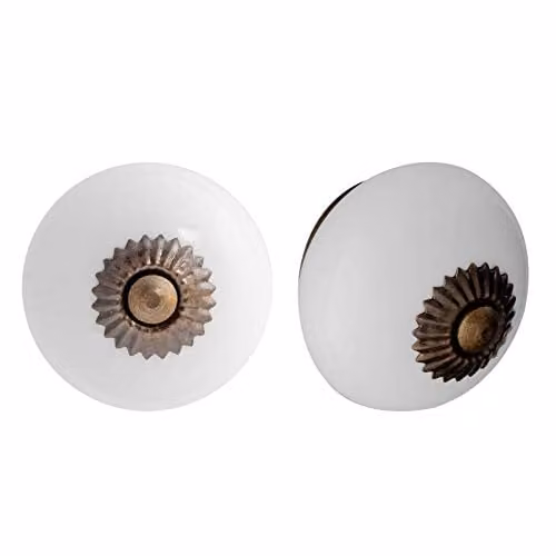 Nicola Spring White Polished Ceramic Cupboard and Drawer Knob Pack of 12 – 1