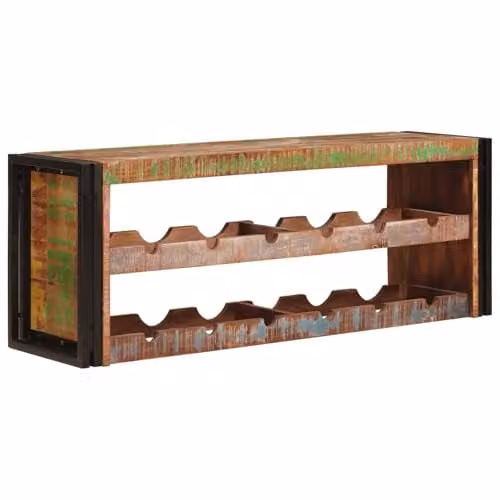 vidaXL Industrial Wall-Mounted Wine Rack in Brown, Solid Wood and Metal, W/D/H: 120 x 45 x 33 cm – 1
