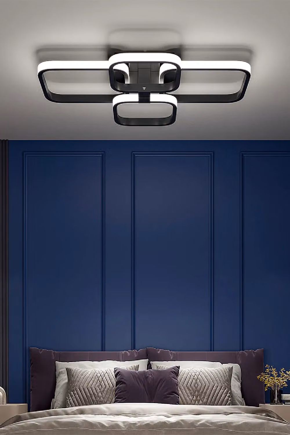 Living and Home Contemporary LED Semi Flush Ceiling Light in Black – 3
