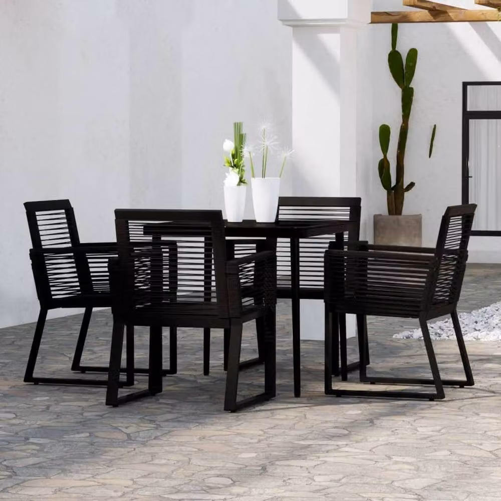 Berkfield Home 5 Piece Modern Garden Dining Set in Black – 1