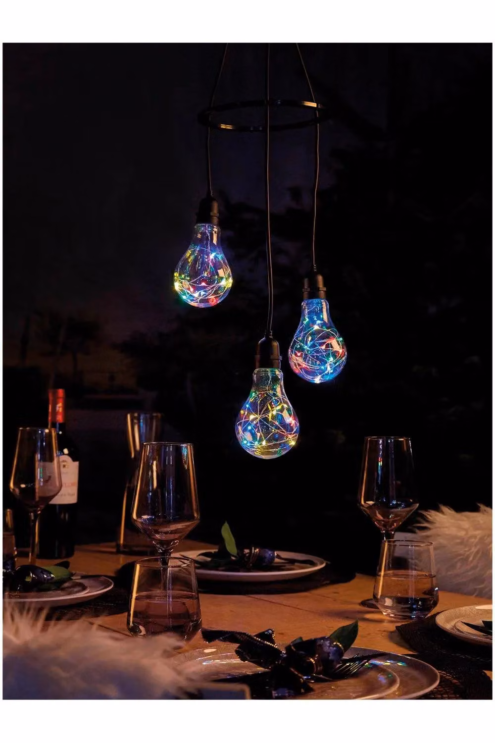 Netagon Lighting Apollo 3 Battery Operated LED Drop Pendant Lights, Multi Coloured, Black – 2