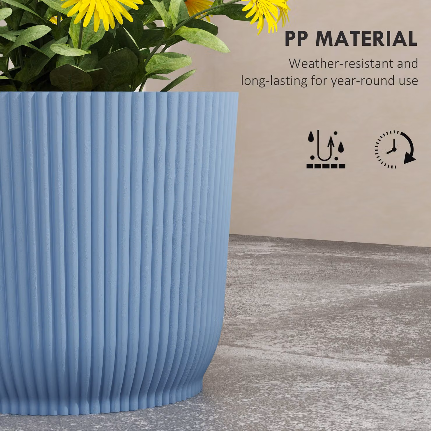 Outsunny Set of Three Blue Plastic Indoor Plant Pots, Diameter: 22 cm – 5