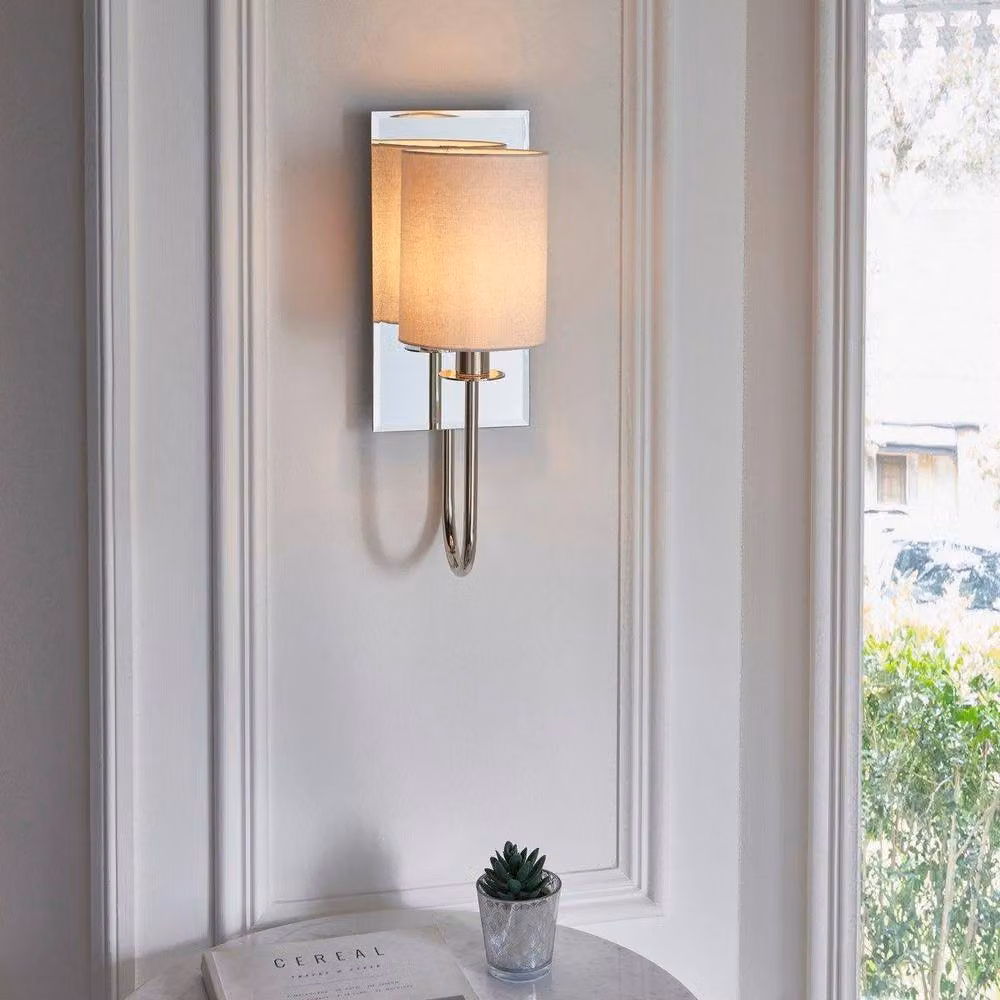 Netlighting PISA Dimmable Contemporary Silver Wall Lamp with Fabric Shade – 2