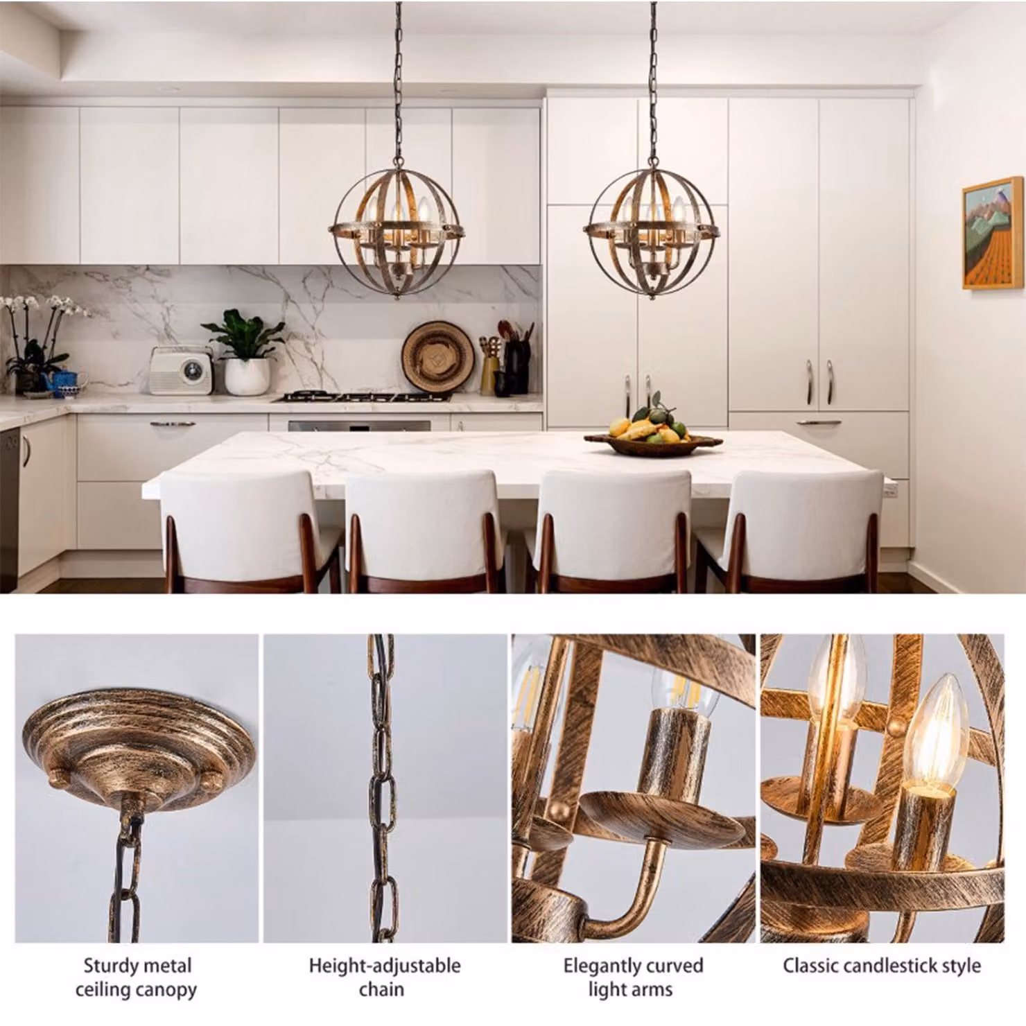 The Bath Plus TB+ Industrial Sphere Globe Pendant Light in Bronze and Black Metal and Glass – 2