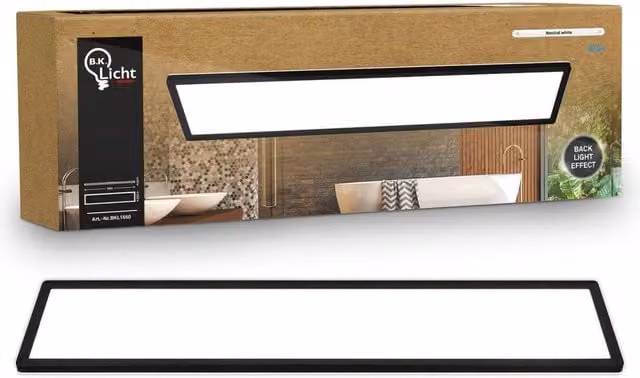 B.K.Licht Ultraslim Black 36W IP44 Up and Down Backlit LED Ceiling Panel – 1
