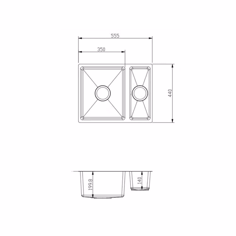 PAWNORA Brushed Stainless Steel 1.5 Bowl Kitchen Sink in Silver, W/D/H: 55.5 x 44 x 19.98 cm – 2