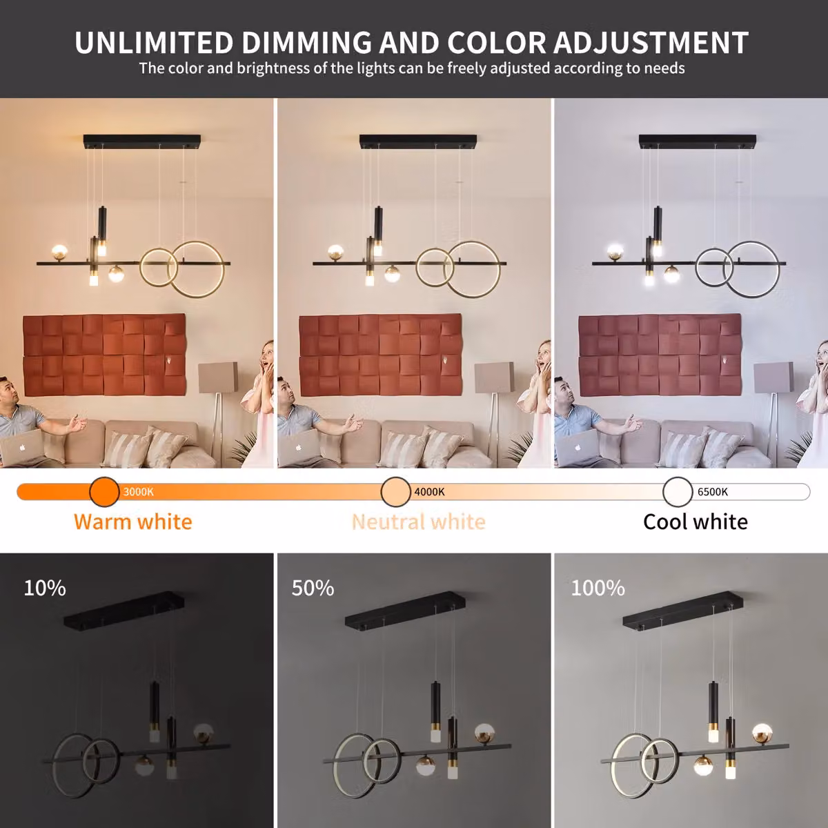 Garwarm 6-Light Linear LED Kitchen Island Pendant Light in Black – 5