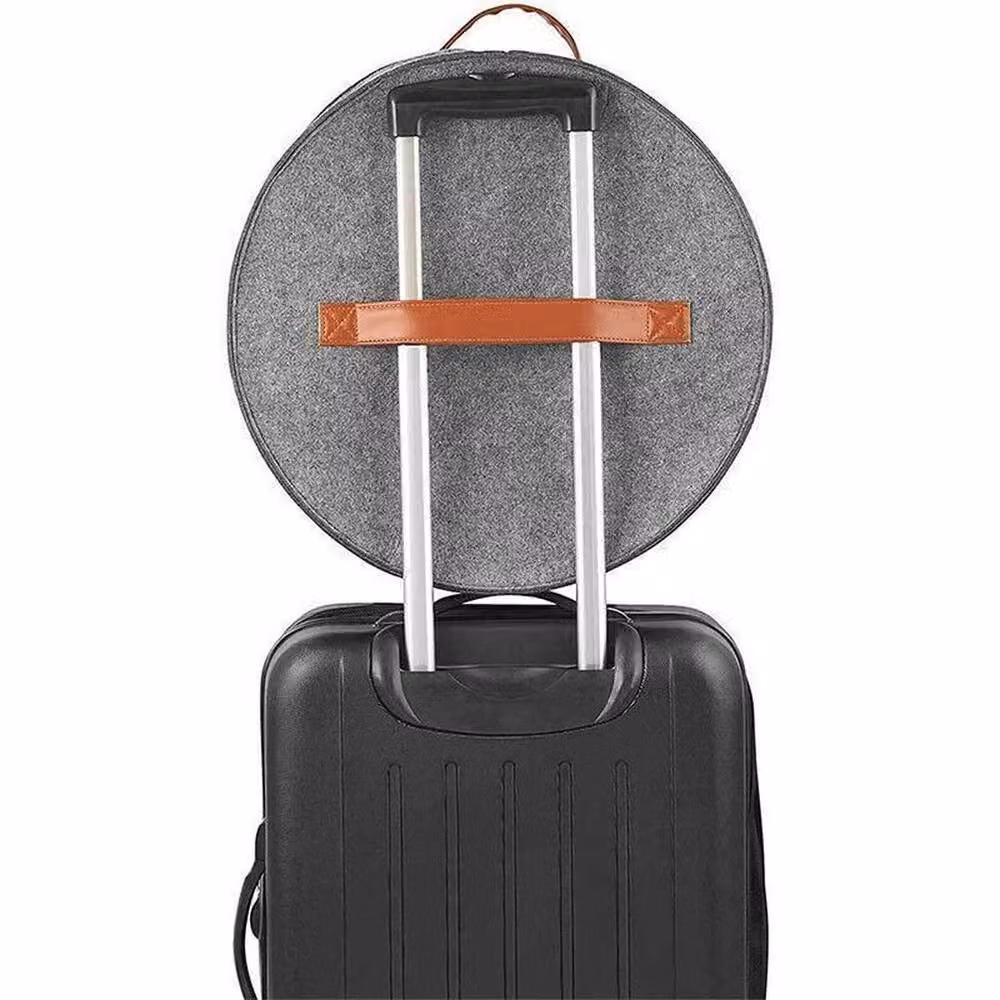 KORVIXA Round Hat Storage Box in Grey, Foldable Fabric Organiser with Handles, Diameter: 80 cm – 5