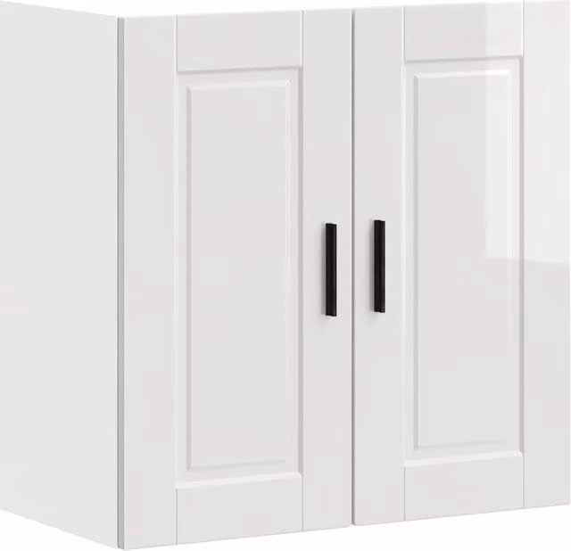 Berkfield Home Porto High Gloss White Wall Cabinet with Hinged Doors and Internal Shelves