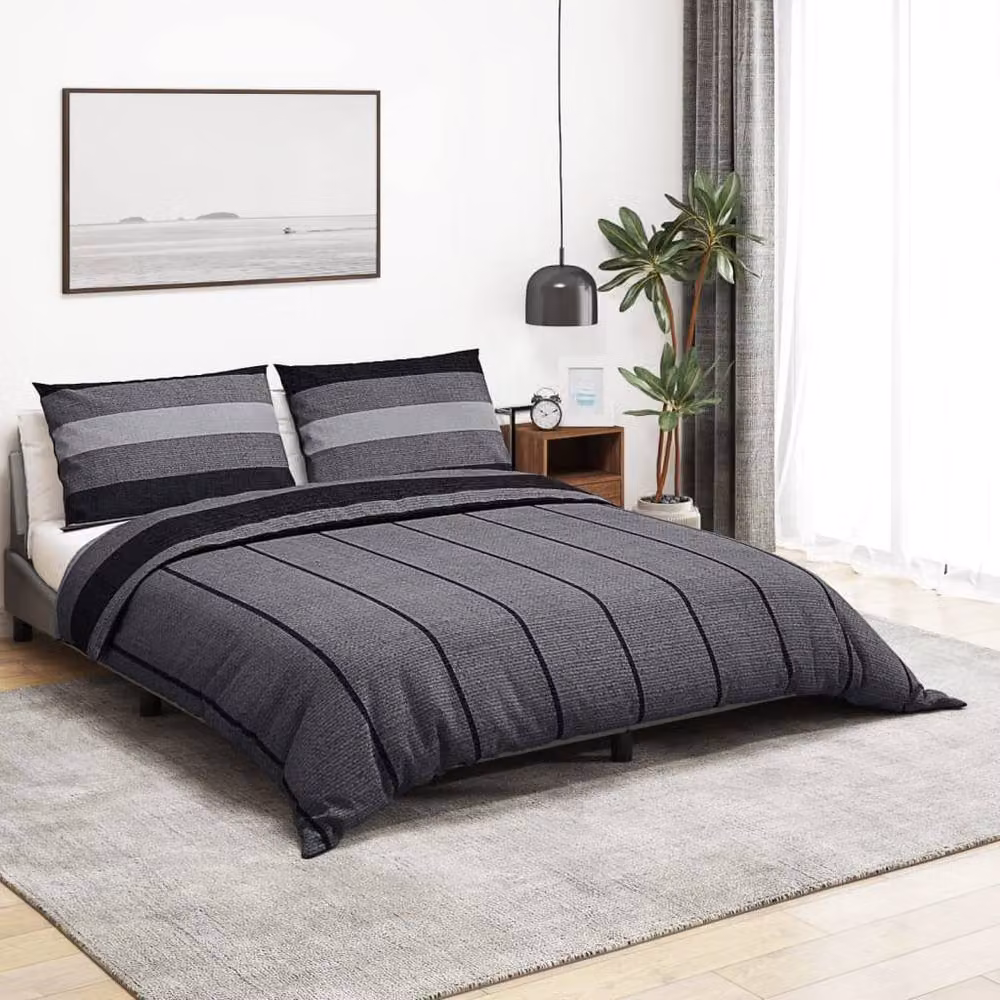 Berkfield Home Cotton Duvet Cover and Pillowcase Set in Grey, W/D/H: 140 x 200 cm – 2
