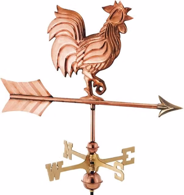 Good Directions Cottage Rooster Copper Weathervane in Bronze, Black and Copper, H67 x W50 x L28 cm
