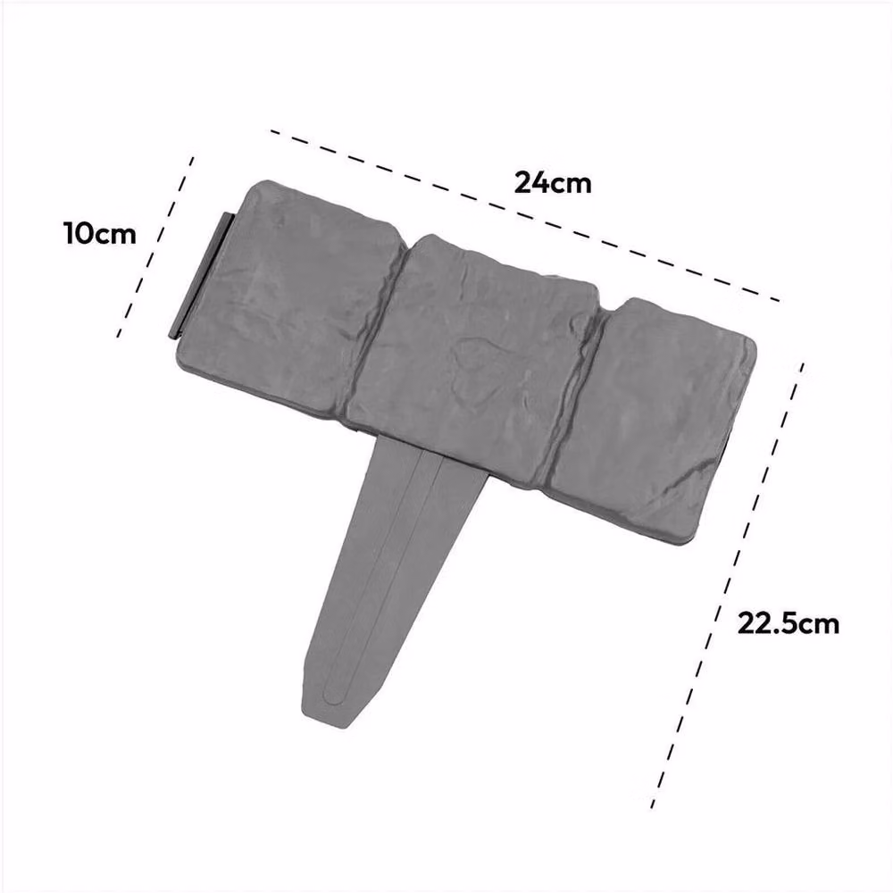 NESTLUNE 50 Pack Grey Cobbled Stone Effect Plastic Lawn Edging, W: 100 cm, D: 15 cm – 3