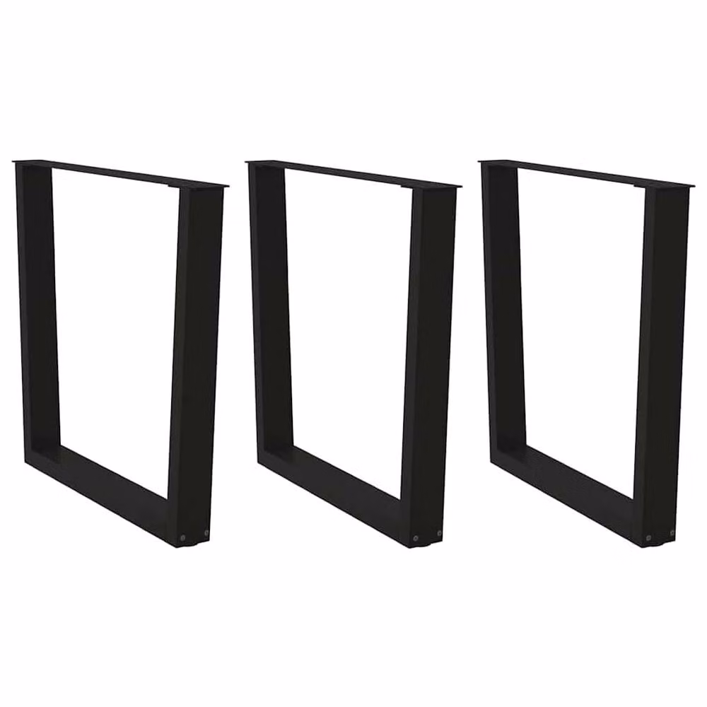 Berkfield Home Modern V-Shape Dining Table Legs, 3 Piece Black Steel Set, H: 72-73.3 cm x W: 80 cm – 2