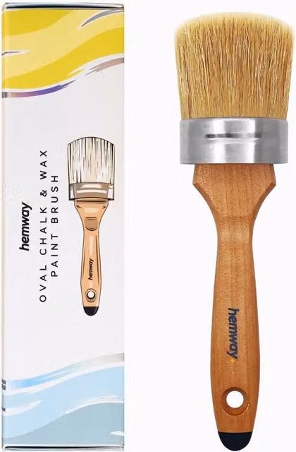 Hemway Premium Handmade Oval Chalk, Lacquer and Wax Paint Brush in Brown and Multicolour