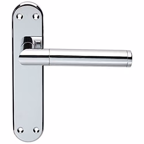 Loops Round Bar Lever on Latch Backplate Door Handle, Polished Chrome, W: 180 mm, H: 40 mm