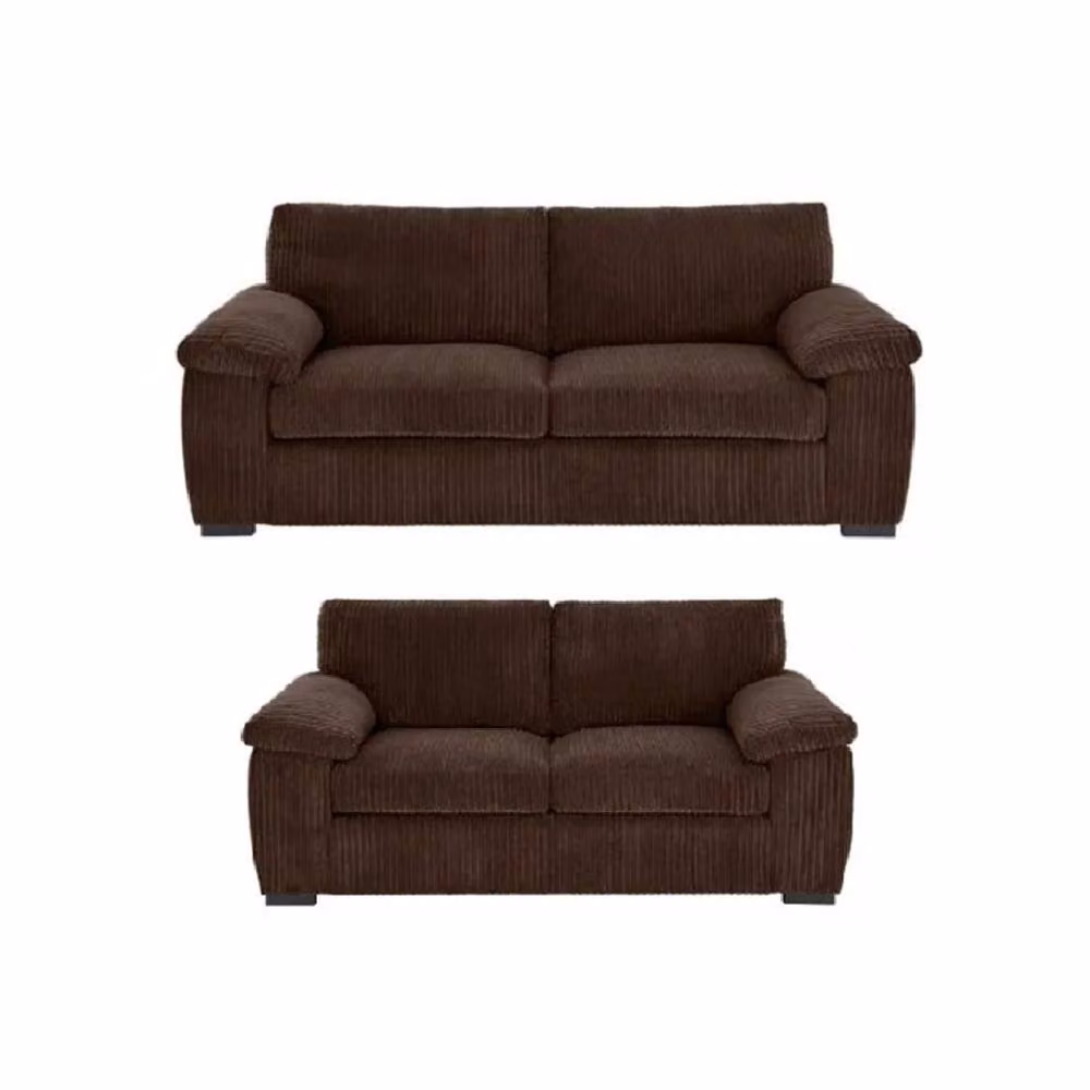 LUXURY LIFE Amalfi Jumbo Cord Fabric Sofa Set in Brown – 2