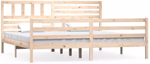 Berkfield Home Rustic Solid Wood Pine Bed Frame in Natural Brown and Beige, W/D/H: 200 x 200 cm