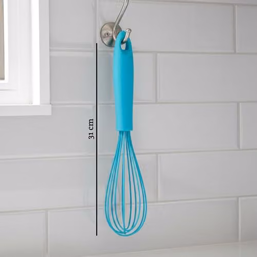Premier Housewares Silicone Kitchen Whisk, Blue, Heat Resistant and Non-Scratch with Hanging Loop – 2