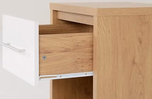 Seconique Seville Modern 1 Drawer Bedside Cabinet in White Gloss and Oak – 4