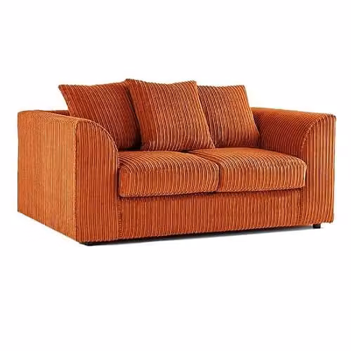 SofaSelection Jumbo Cord 2 Seater Sofa in Orange with Scatter Back Cushions, W/D/H: 155 x 87 x 75 cm