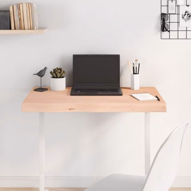 Berkfield Home Table Top Rustic Untreated Solid Oak Wood in Brown W/D/H: 80 x 40 x 2-6 cm