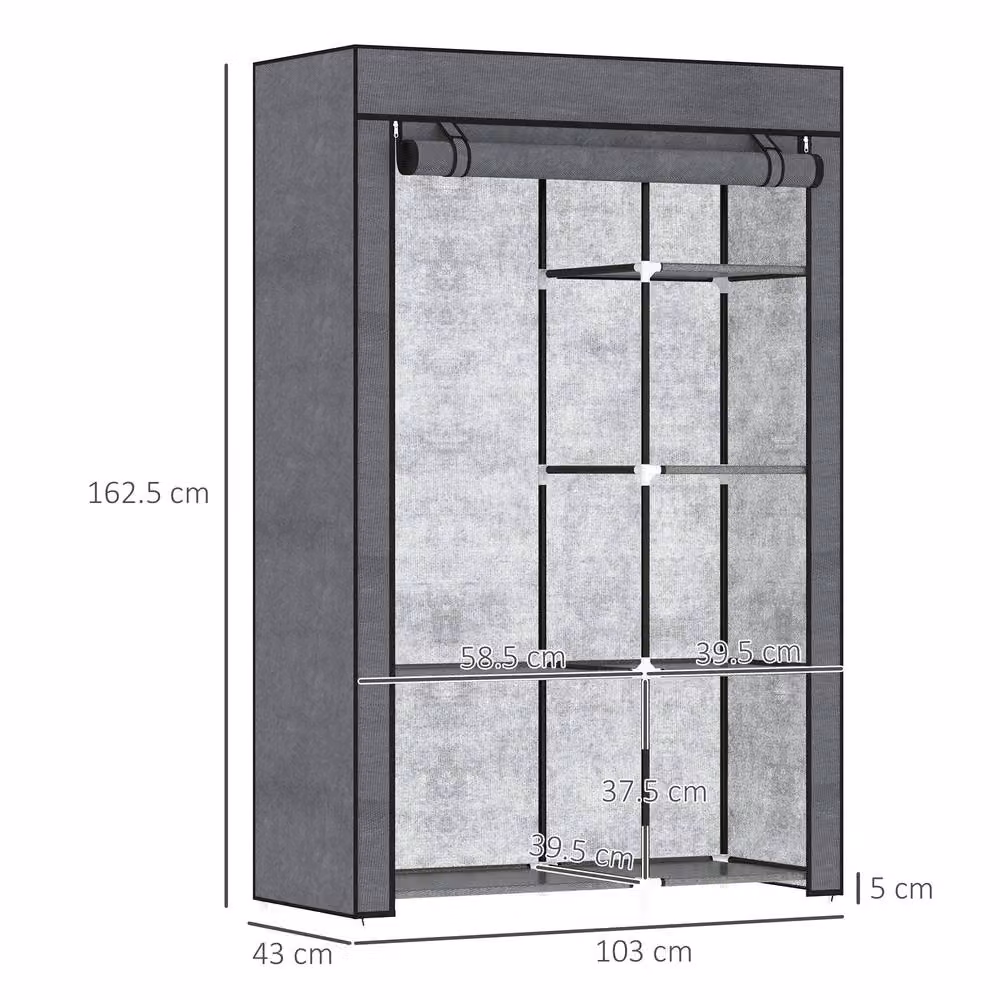 STILVORA Modern Grey Wardrobe with Roll Shutter Doors, Internal Shelves and Hanging Rod, W/D/H: 103.0 x 162.5 x 40.0 cm – 2