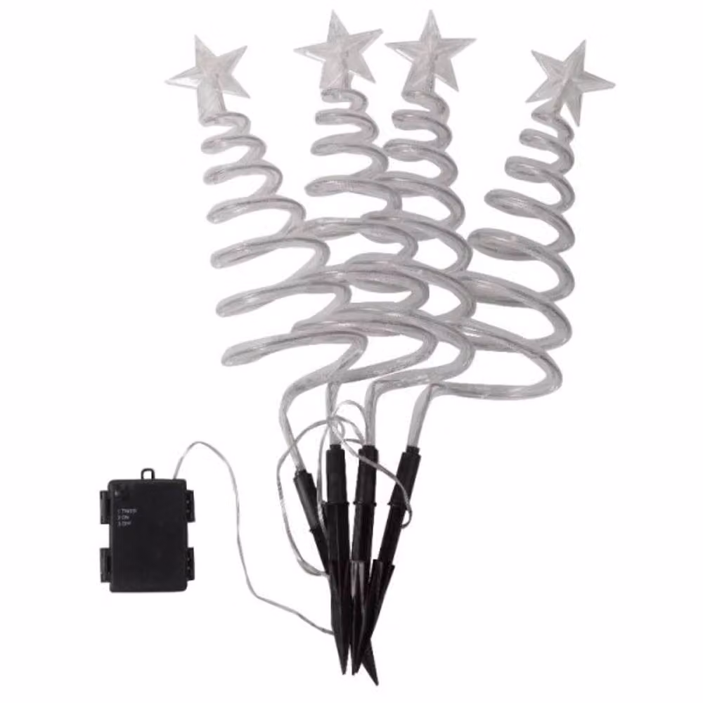 Marco Paul 4pc Christmas Spiral Tree LED Stake Lights in White, H 50 cm x W 15 cm x D 15 cm – 2