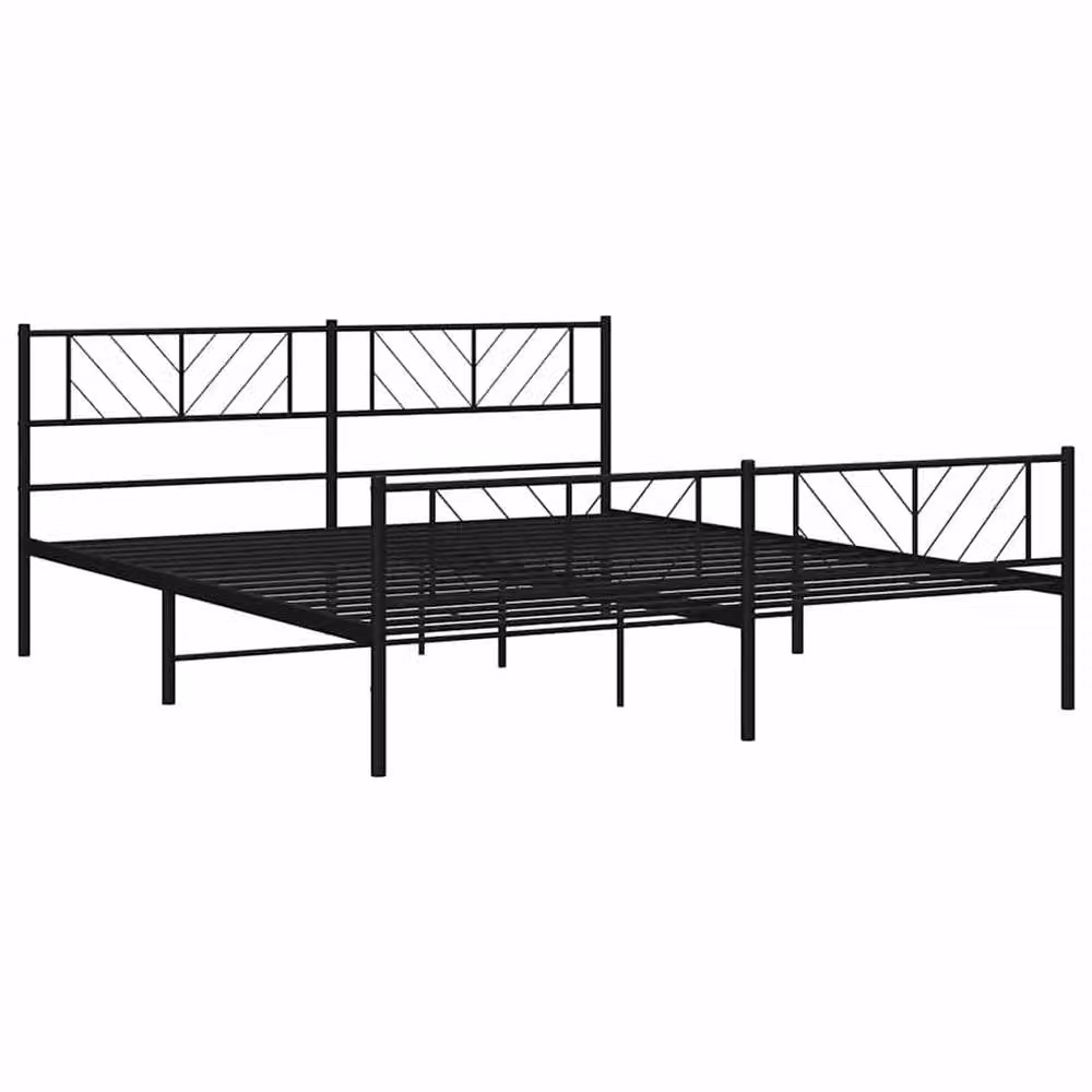 Berkfield Home Metal Bed Frame with Headboard and Footboard in Black, W/D/H: 193 x 203 cm – 3