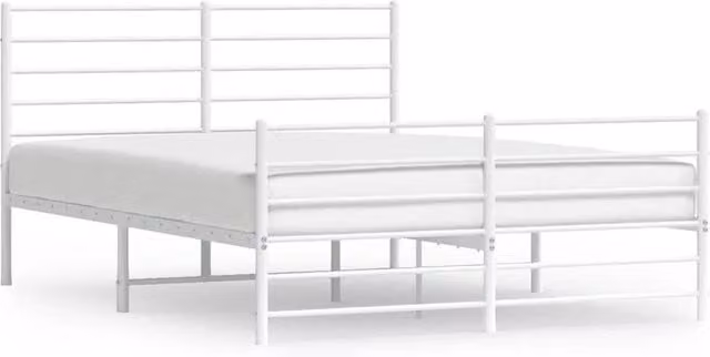 Berkfield Home Metal Bed Frame with Headboard and Footboard in White, W/D/H: 140 x 190 cm – 1
