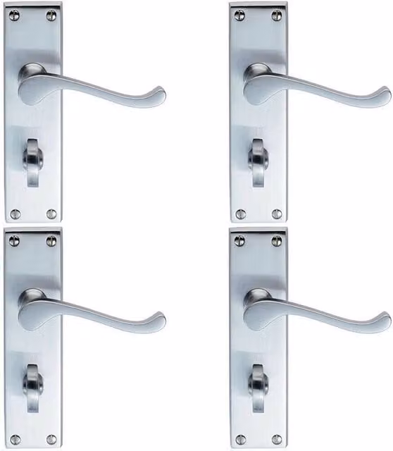 Loops 4x Pair Victorian Scroll Bathroom Backplate Handles in Satin Chrome, 155 x 41 mm