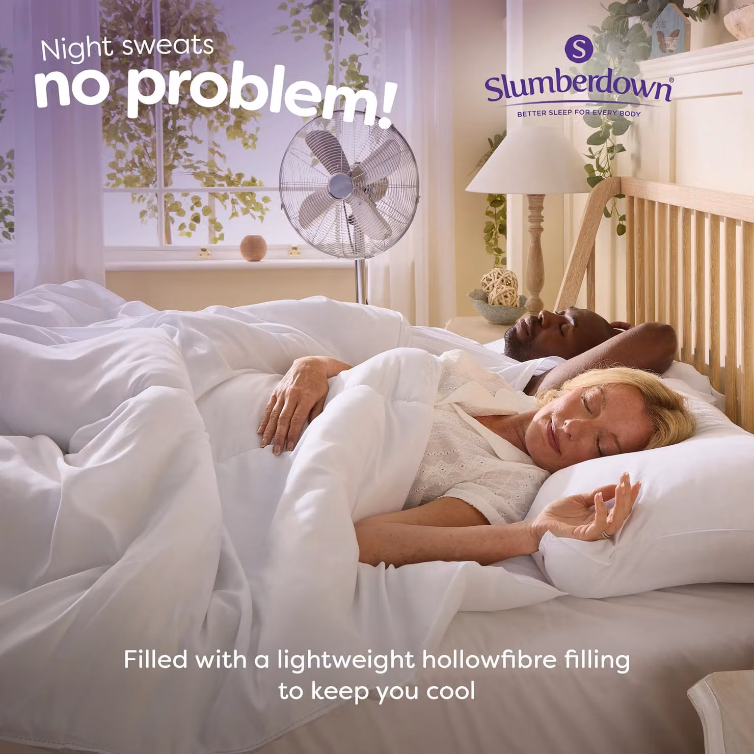 Slumberdown Cool Summer Nights 7.5 Tog Double Duvet and 2 Pillow Set in White, Breathable and Allergy Friendly Hollow Fibre Bedding – 1