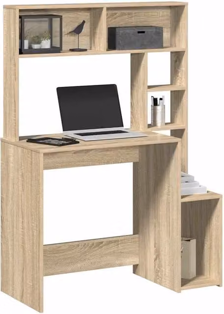 Berkfield Home Computer Desk with Shelves in Sonoma Oak Brown, W/D/H: 100 x 45 x 140 cm – 1