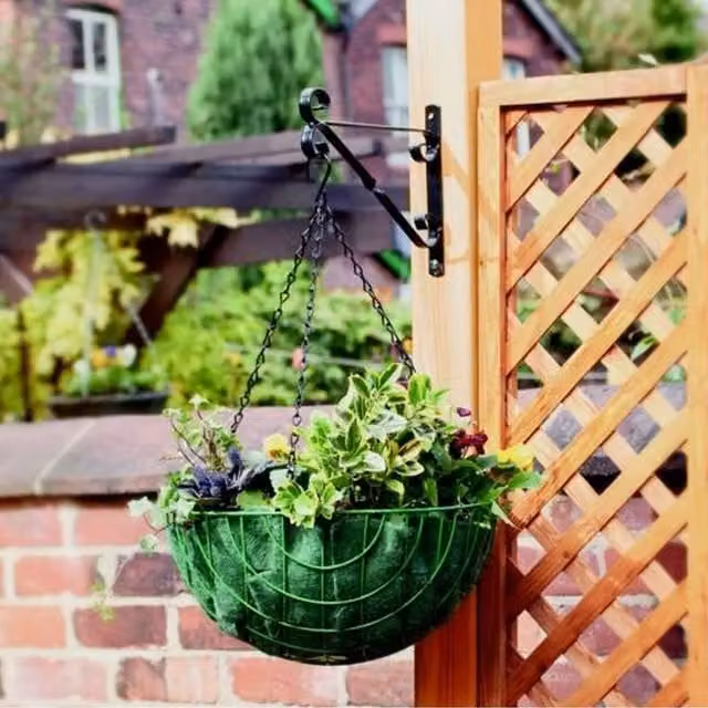 Ambassador Black Steel Hanging Basket Bracket, 12 Inch, Pack of 2