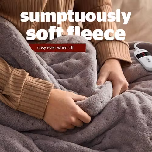 Silentnight Comfort Control Luxury Fleece Electric Heated Throw Blanket in Grey, W/D/H: 120 x 160 cm – 3