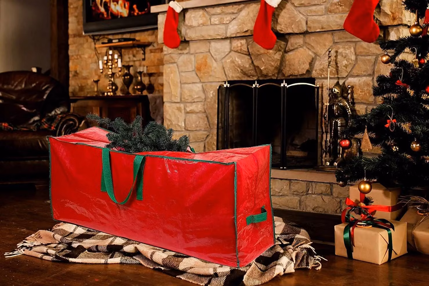Shatchi Christmas Tree Storage Bag, Red, W/D/H: 68 x 30 x 30.5 cm – 10