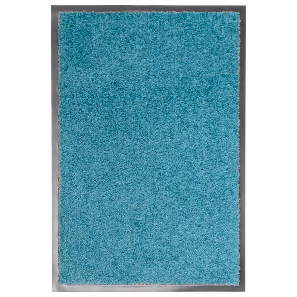 Berkfield Home Washable Non-Slip Pliable Doormat, Turquoise and Black, W: 60 cm, D: 40 cm, H: 0.9 cm – 2