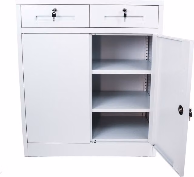 MMT Furniture Designs FC-A20 Industrial Freestanding Cabinet in Black and White, W/D/H: 80 x 40 x 92 cm
