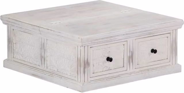 Berkfield Home White Solid Mango Wood Coffee Table W/D/H: 70 x 70 x 30 cm