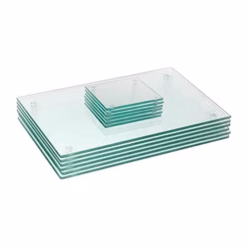 Harbour Housewares 12pc Glass Placemats and Coasters Set in Transparent, W: 30 cm, D: 20 cm