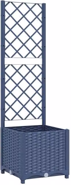 Berkfield Home Garden Planter with Trellis in Dark Grey, W/D/H: 40 x 40 x 136 cm