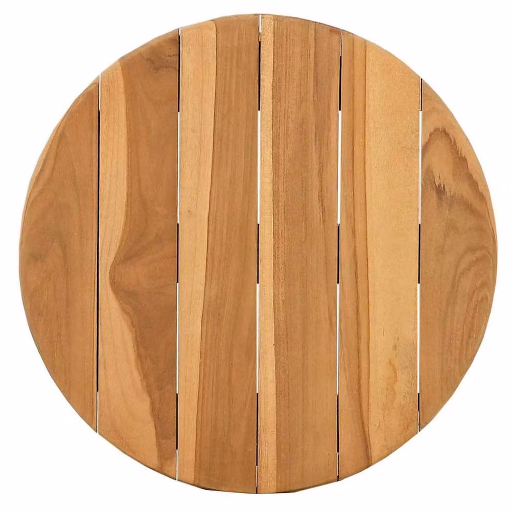 Berkfield Home Round Teak Wood Garden Side Table in Brown W/D: 40 x 41 cm – 4