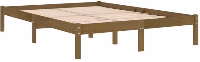 Berkfield Home Modern Solid Wood Pine Bed Frame, Brown, W/D/H: 200 x 200 x 205.5 cm