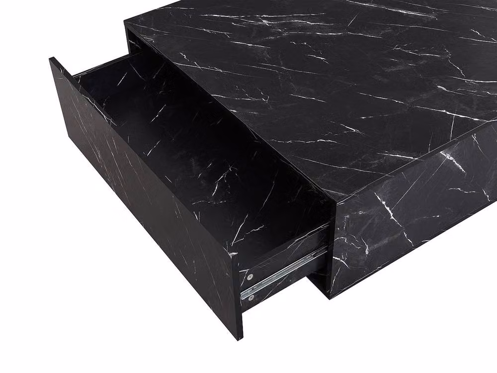 Vente-unique Antrim Coffee Table with 2 Drawers in Black Marble Effect MDF, W/D/H: 90 x 35 x 75 cm – 3