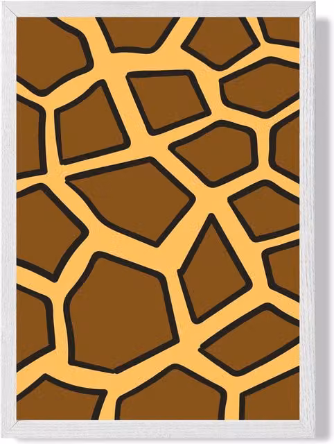ARTZE Giraffe Print Framed Paper Poster with White and Brown Frame, A4